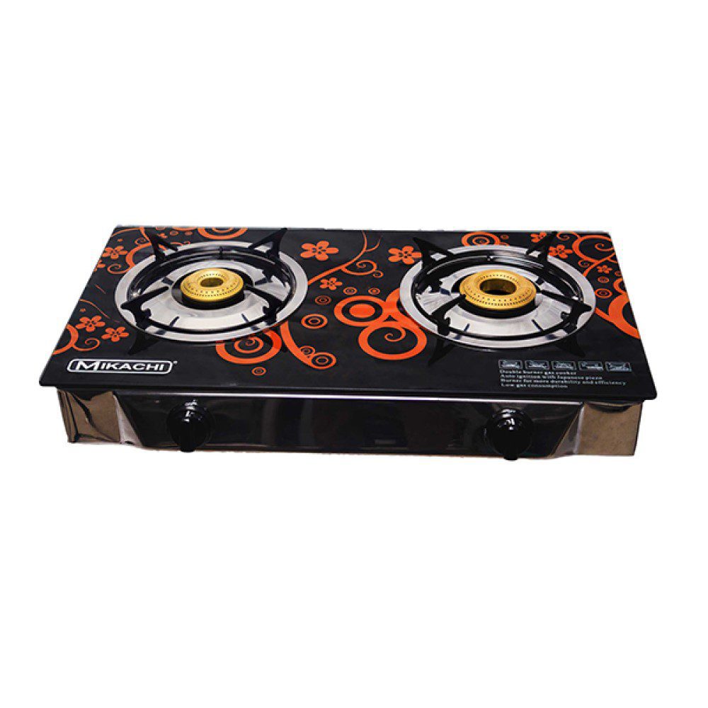 MIKACHI 2 Burner Glass Table Top Stove MIK-0562
