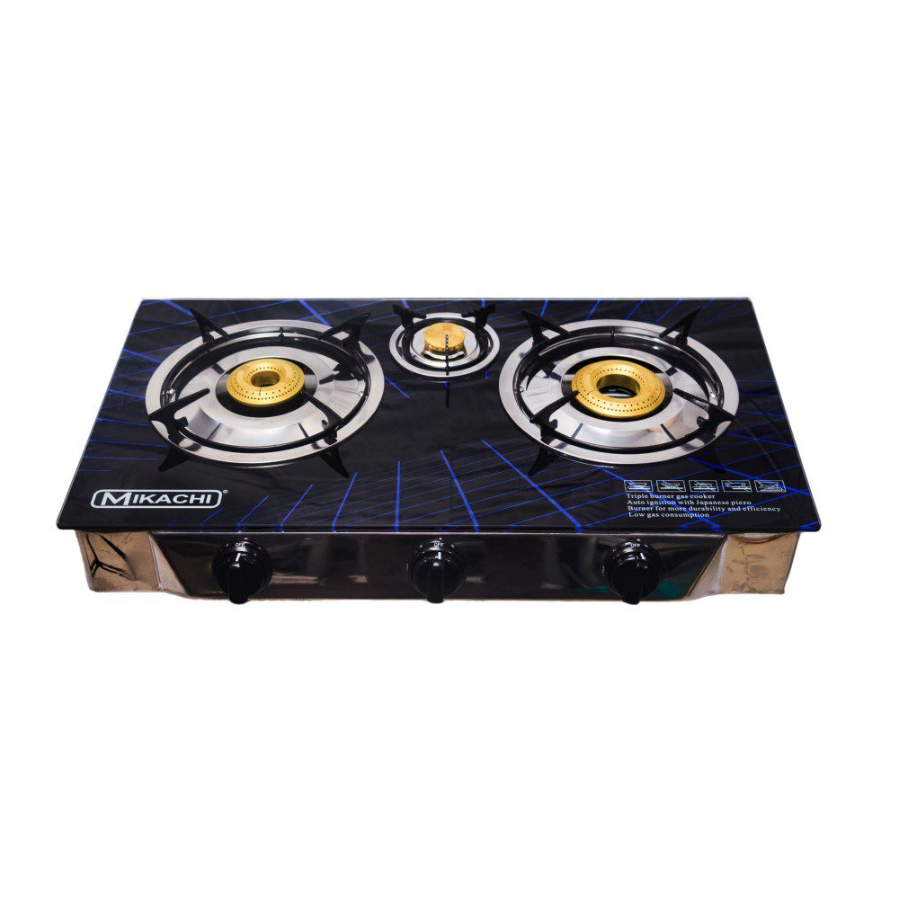 MIKACHI 3 Burner Glass Top Stove MIK- 0563