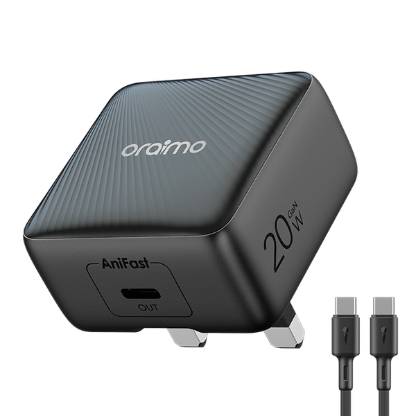 Oraimo PowerCube 20 Chic 20W GaN Wall Charger Kit with Type-C to Type-C Cable