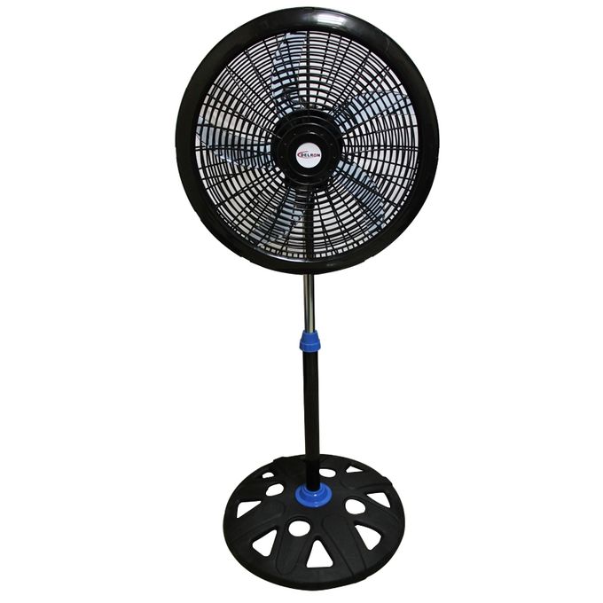 Delron 18" Round Base Basket Type Standing Fan - Black/Blue
