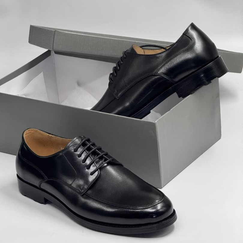 AD Maurizio Executive Black Polished Laced Leather Shoe