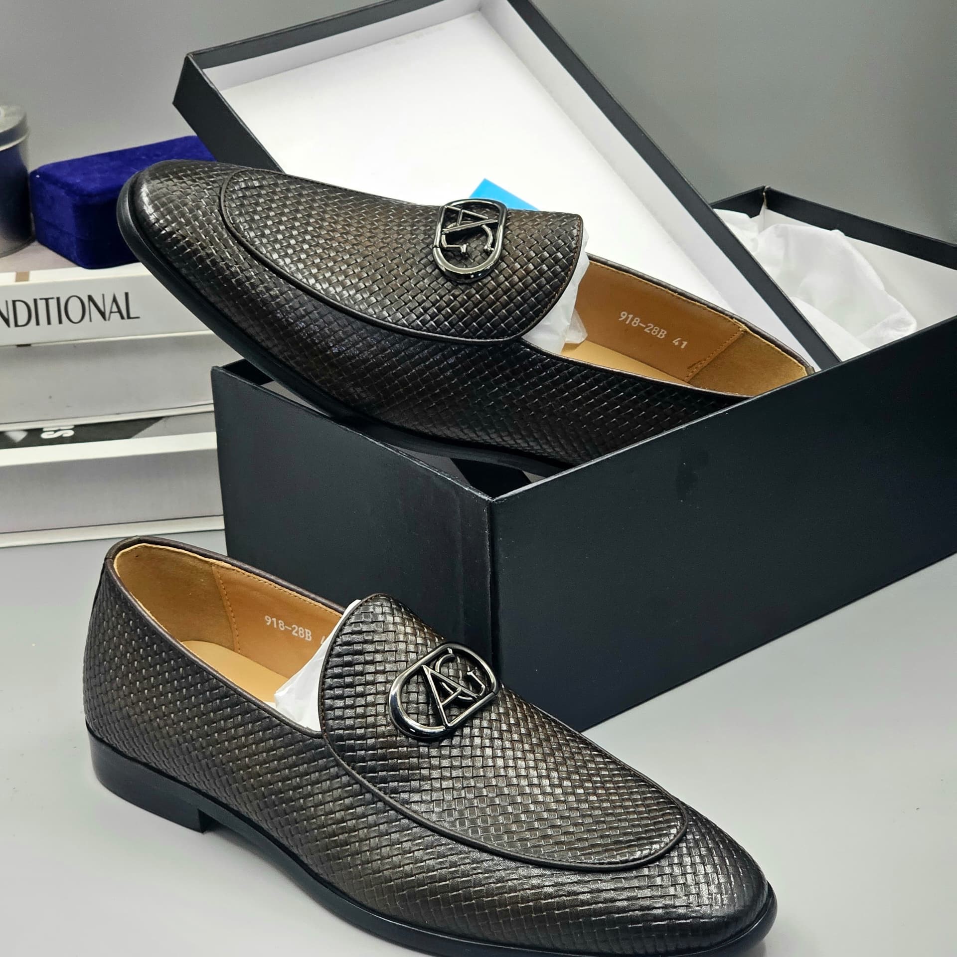 AG Executive Coffee-Brown Patterned Leather Loafer Shoe