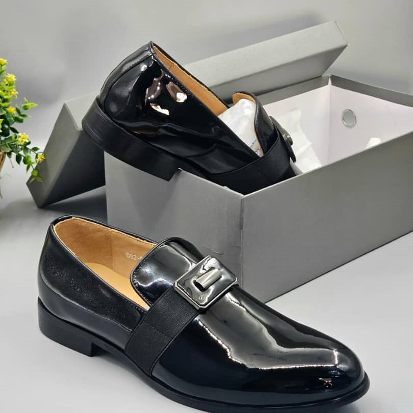 Classic Mirror Black Leather Loafer Shoe