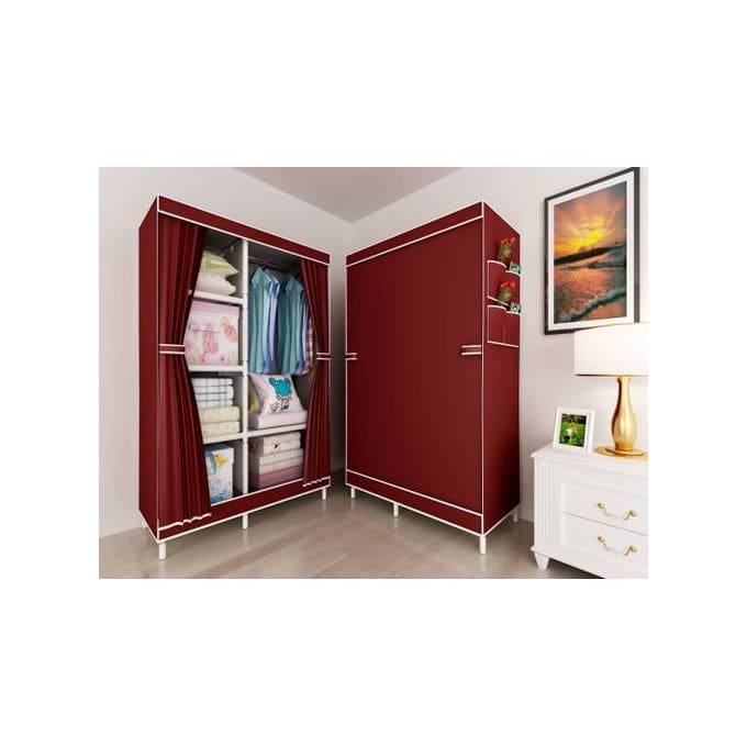 Portable Wardrobe - 6 Shelves - Red Wine