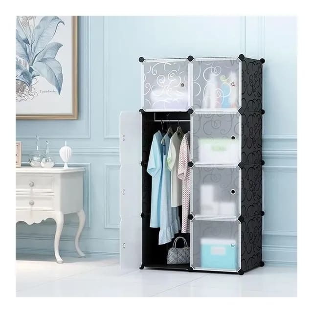Lindy 8 Cubes Wardrobe - Black/White
