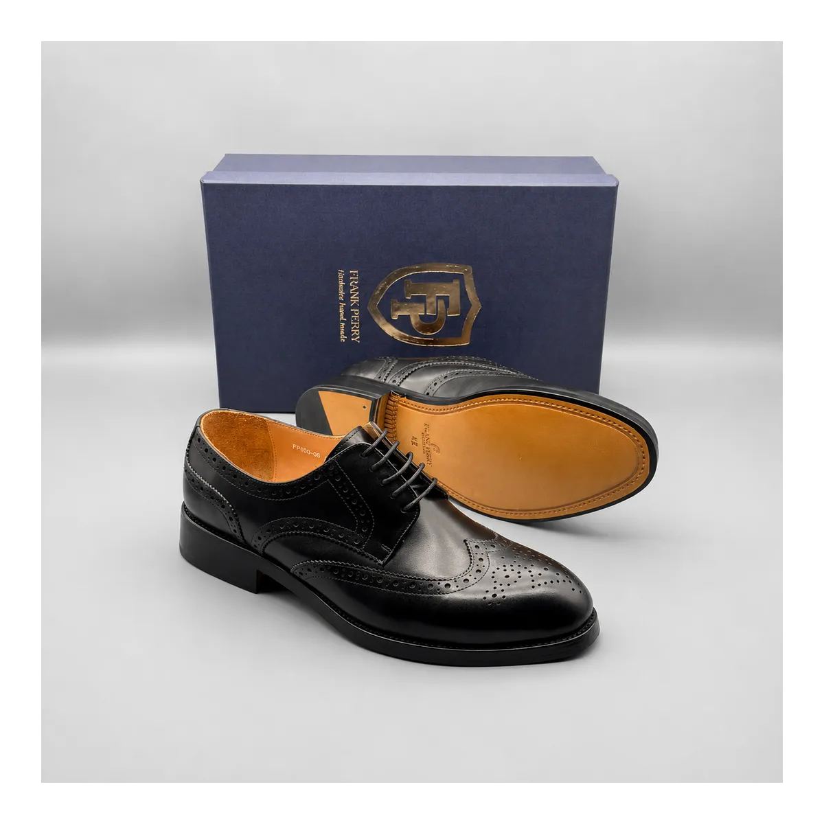 Frank Perry Black Wingtip Brogue Shoes