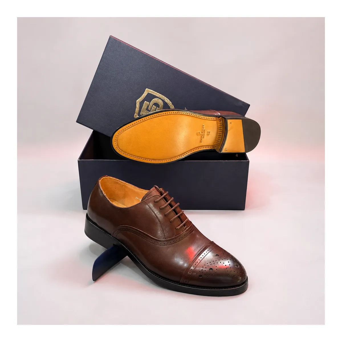 Frank Perry Classic Brown Cap-Toe Brogue Oxford Shoes
