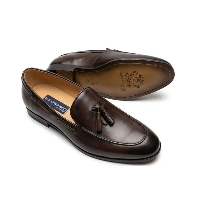 Men’s Dark Brown Leather Tassel Loafers – Slip-On Formal Shoes